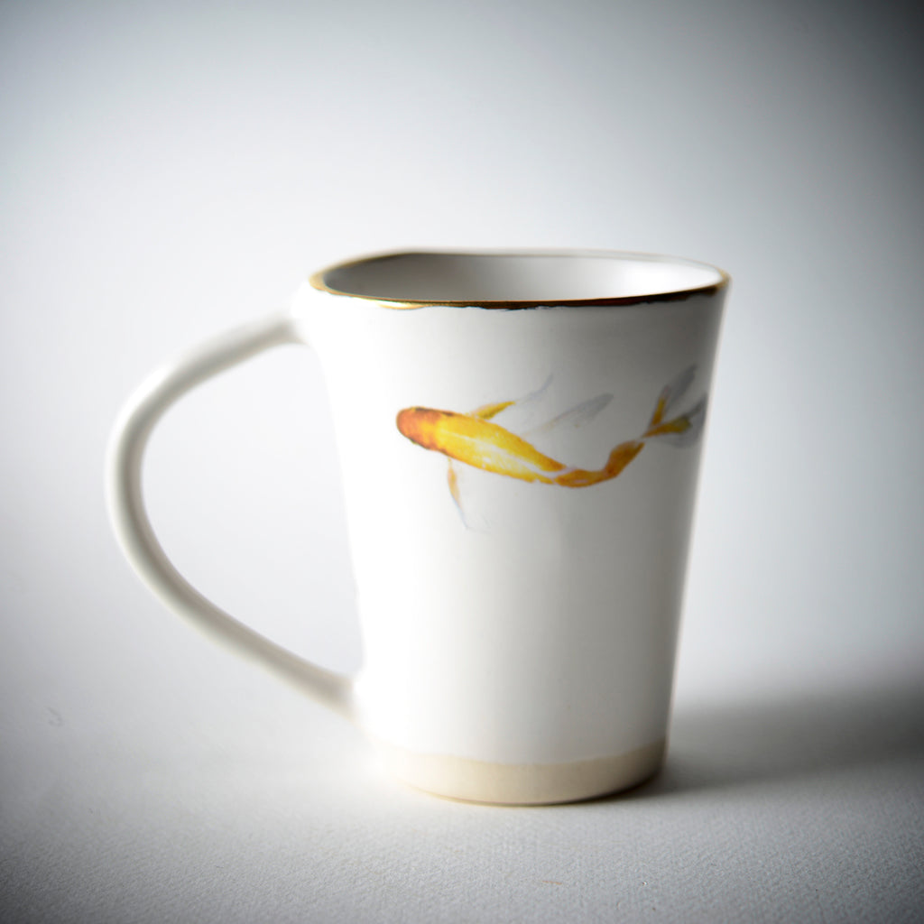 Set de 2 tazas con peces koi y oro