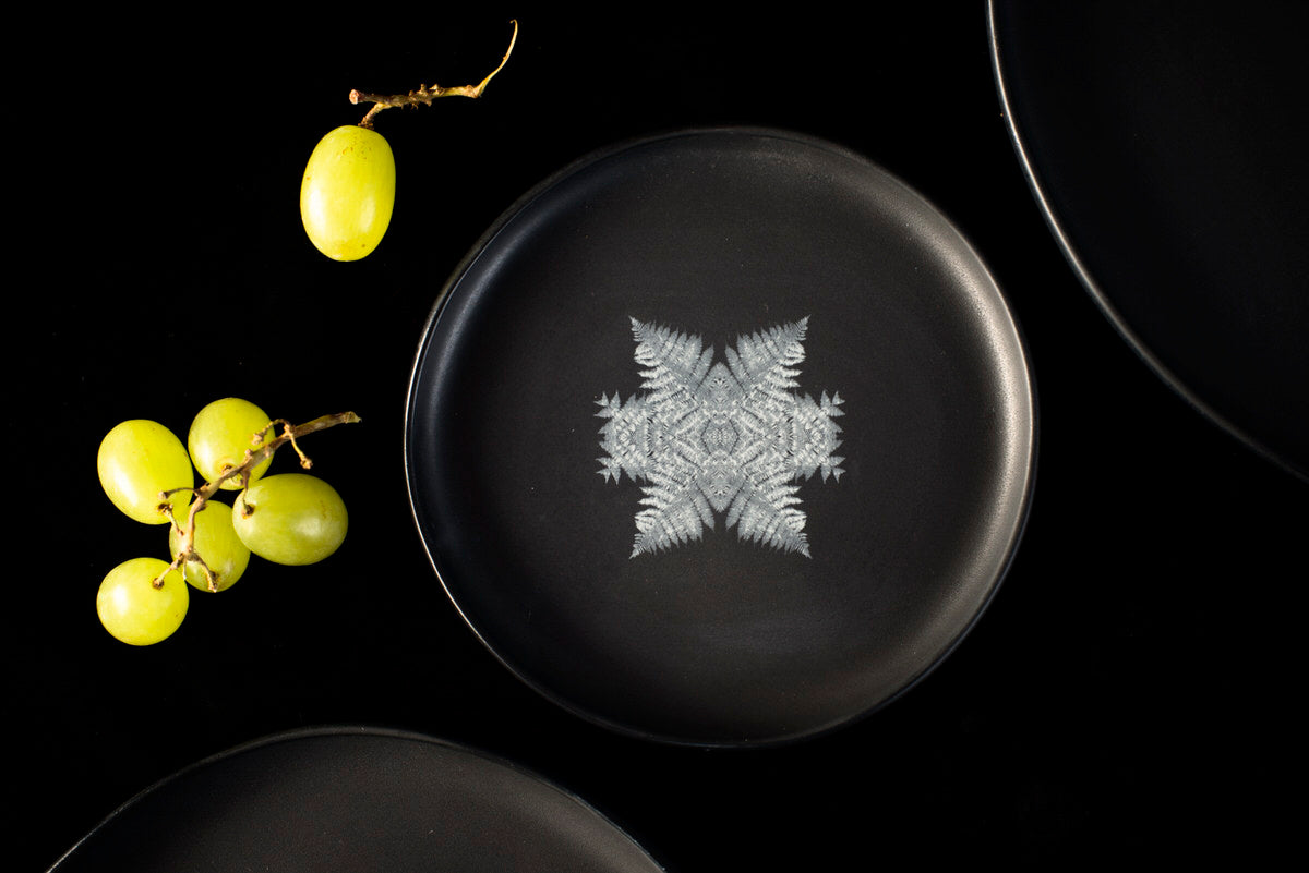Deer design small plate - black handmade ceramics