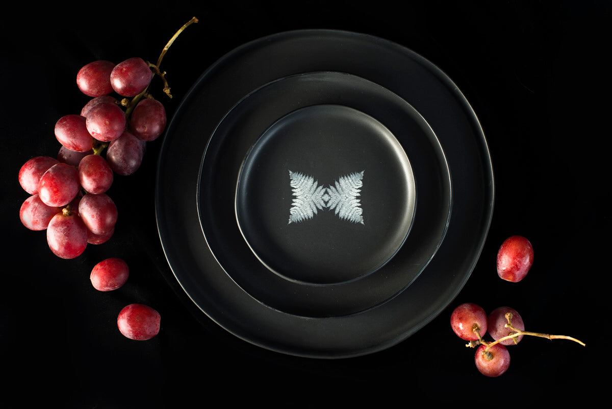 Wolf design small plate - black handmade Adarbakar ceramics 